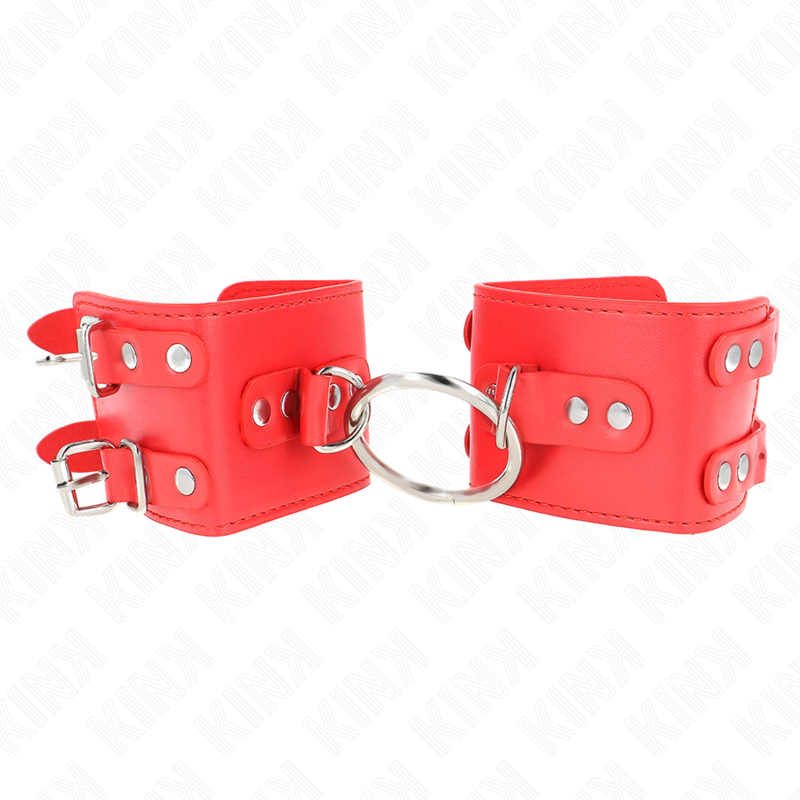 Kink Wrist Restraint Kink - Fixed Wrist Restraints With Ring And Studs Adjustable Red 17-22 Cm X 6.5 Cm