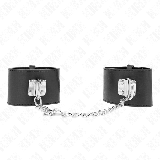 Kink Wrist Restraint Kink - Fixed Wrist Restraints With Chain 30 Cm And Padlock Closure Black Adjustable 16-23 Cm X 5.5 Cm