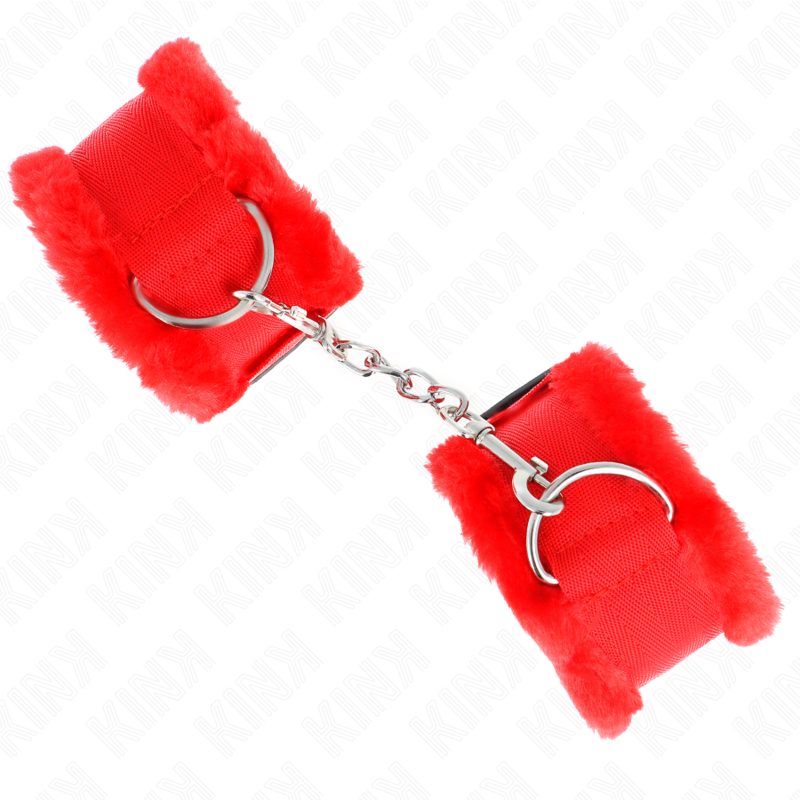 Kink Wrist Restraint Kink - Furry Lined Wrist Restraints Red Adjustable 17-31 Cm X 7 Cm