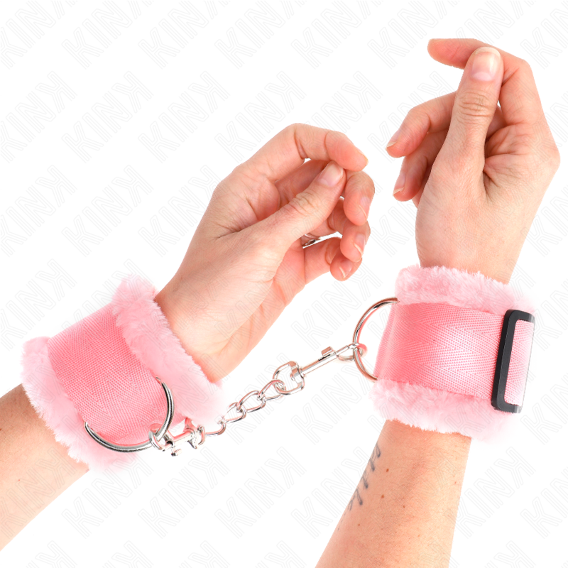 Kink Wrist Restraint Kink - Furry Lined Wrist Restraints Pink Adjustable 17-31 Cm X 7 Cm