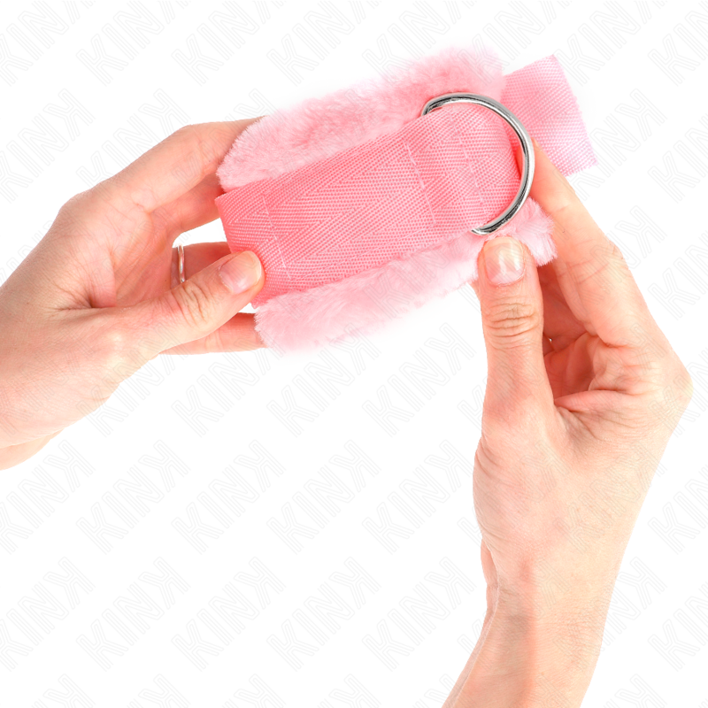 Kink Wrist Restraint Kink - Furry Lined Wrist Restraints Pink Adjustable 17-31 Cm X 7 Cm