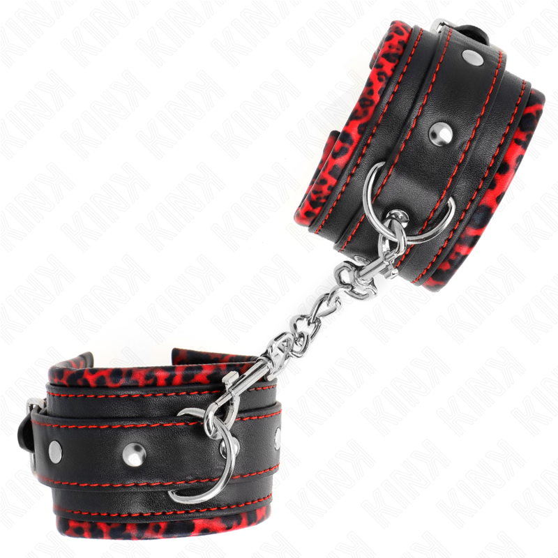 Kink Wrist Restraint Kink - Fur Lined Wrist Restraints Red / Black Adjustable 17-29 Cm X 6 Cm