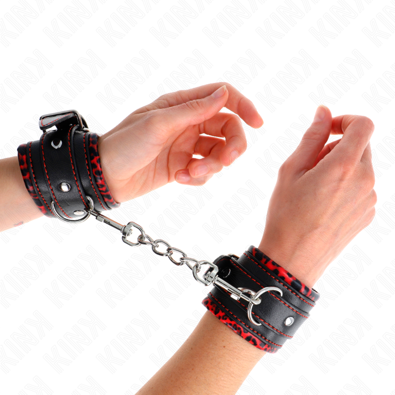 Kink Wrist Restraint Kink - Fur Lined Wrist Restraints Red / Black Adjustable 17-29 Cm X 6 Cm