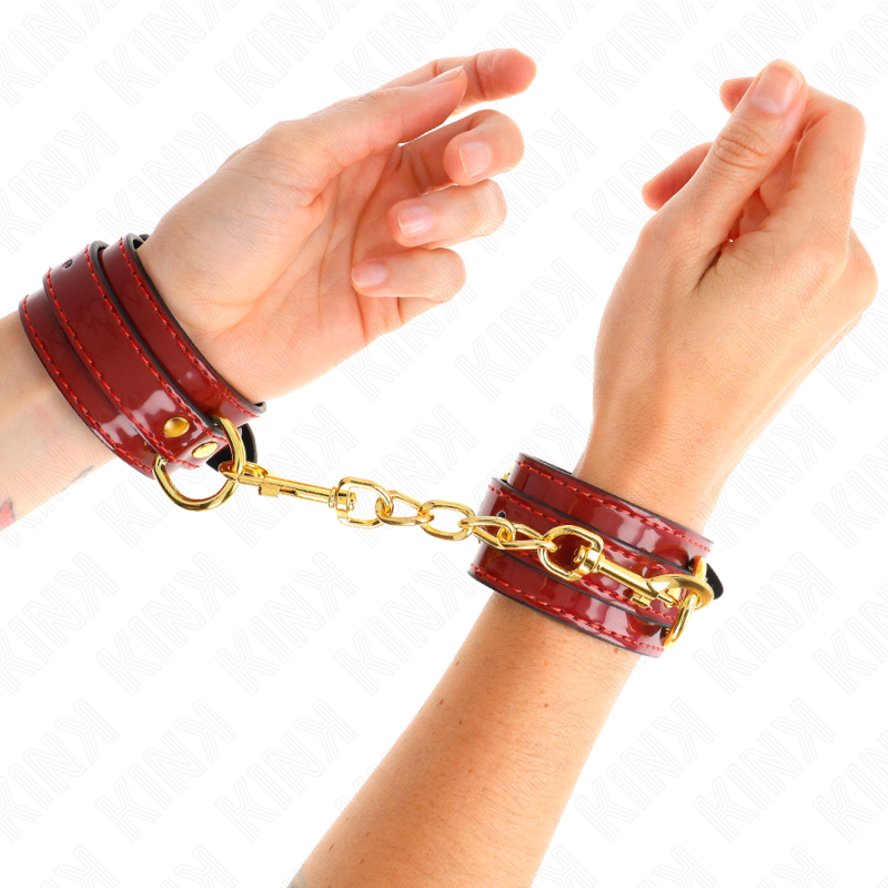 Kink Wrist Restraint Kink - Joanna Angel Wrist Cuffs Red Adjustable With Gold Chain 16.5-26 Cm X 4 Cm