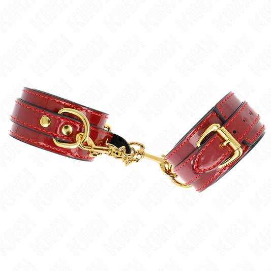 Kink Wrist Restraint Kink - Joanna Angel Wrist Cuffs Red Adjustable With Gold Chain 16.5-26 Cm X 4 Cm
