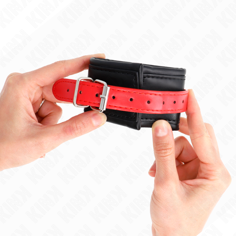 Kink Wrist Restraint Kink - Wrist Restraints Black With Red Belt Adjustable 17-28 Cm X 6 Cm