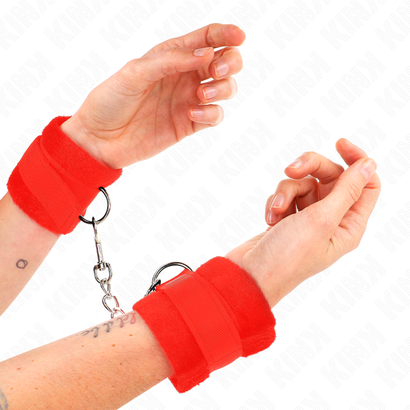 Kink Wrist Restraint Kink - Beginner Fur Hand Cuffs Red 30 X 7 Cm