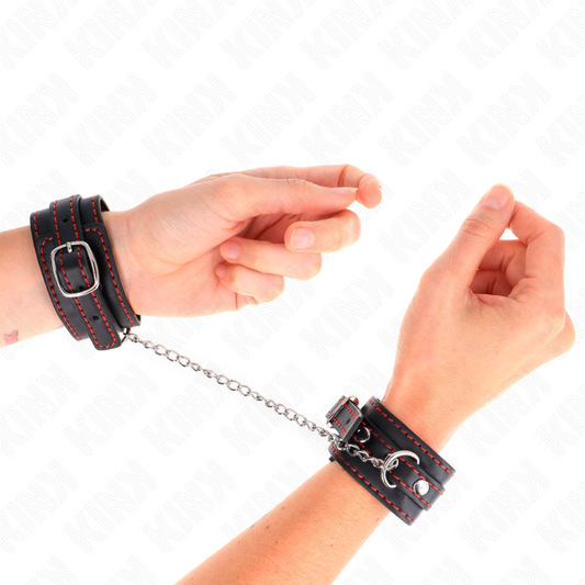 Kink Wrist Restraint Kink - Small Wrist Restraints Black With Red Lining Adjustable 14-24 Cm X 3.5 Cm