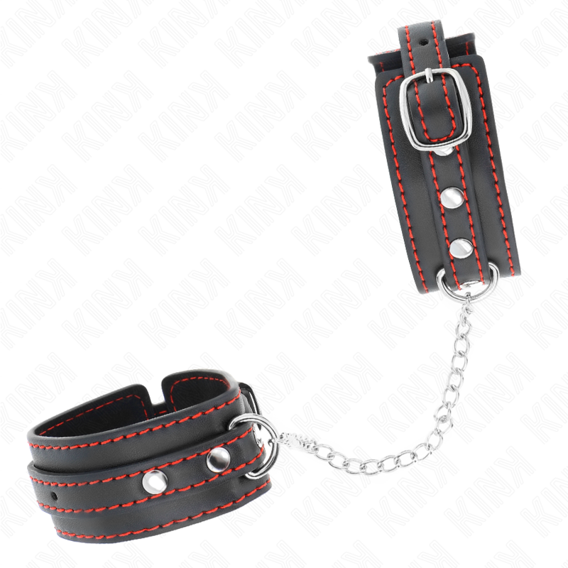 Kink Wrist Restraint Kink - Small Wrist Restraints Black With Red Lining Adjustable 14-24 Cm X 3.5 Cm