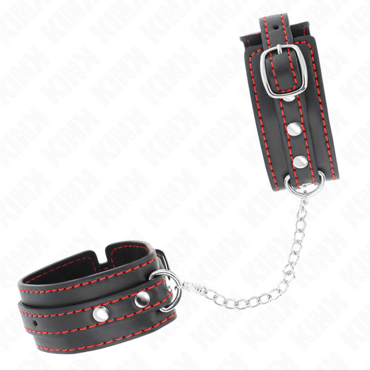 Kink Wrist Restraint Kink - Small Wrist Restraints Black With Red Lining Adjustable 14-24 Cm X 3.5 Cm