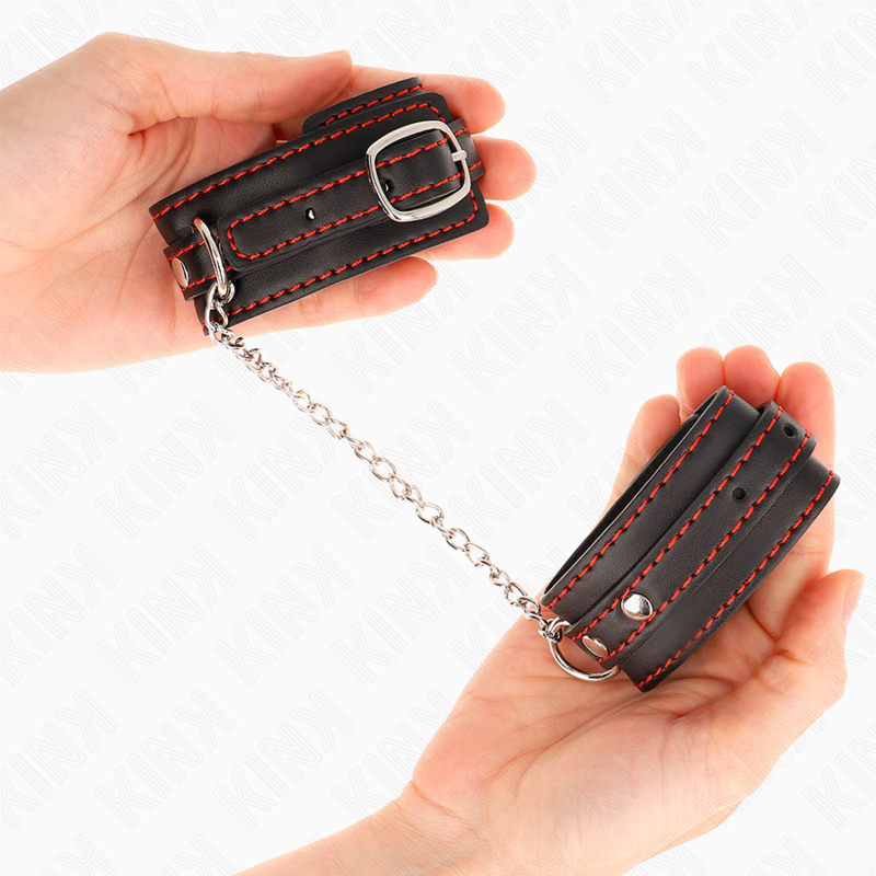 Kink Wrist Restraint Kink - Small Wrist Restraints Black With Red Lining Adjustable 14-24 Cm X 3.5 Cm