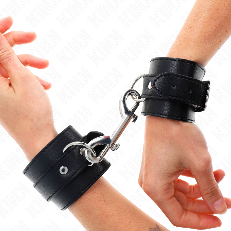 Kink Wrist Restraint Kink - Wrist Restraints-Single Rivet Row And Big Buckle Black Adjustable 17-28 Cm X 5 Cm
