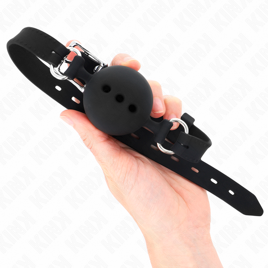 Kink Collar & Gag Kink - Full Silicone Gag 55 X 2 Cm With 4.5 Cm Ball Size M Black Adjustable 35-51 Cm