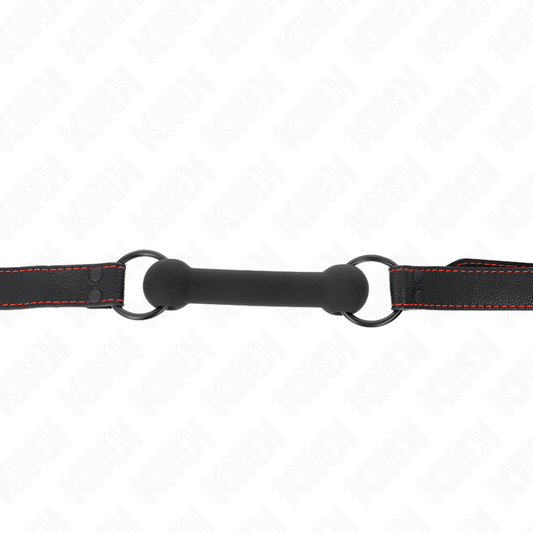 Kink Collar & Gag Kink - Bone Gag With Leatherette Strap Black Adjustable 41-57 Cm