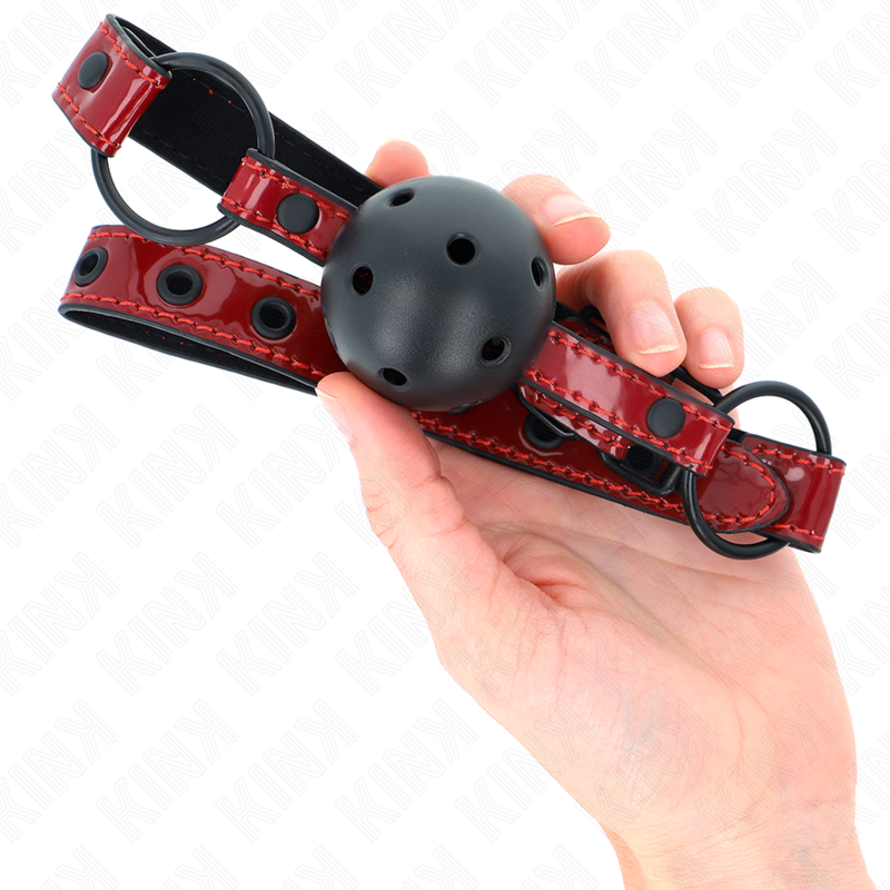 Kink Collar & Gag Kink - Shiny Leatherette Ball 4.5 Cm Gag 63.5 X 2 Cm Adjustable 41 X 59 Cm