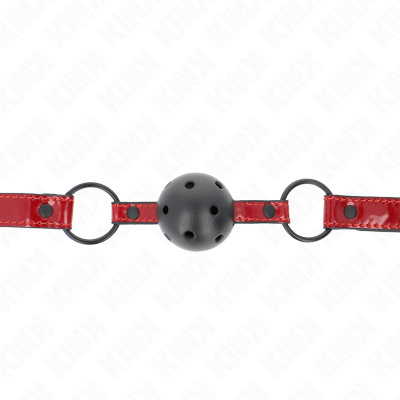 Kink Collar & Gag Kink - Shiny Leatherette Ball 4.5 Cm Gag 63.5 X 2 Cm Adjustable 41 X 59 Cm
