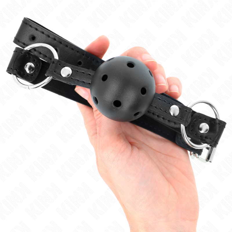 Kink Collar & Gag Kink - Hollow Hard Black Ball 4.5 Cm Gag Model 1 63.5 X 2 Cm