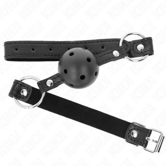 Kink Collar & Gag Kink - Hollow Hard Black Ball 4.5 Cm Gag Model 1 63.5 X 2 Cm