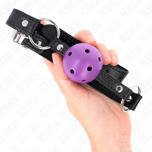 Kink Collar & Gag Kink - Hollow Hard Purple Ball 4.5 Cm Gag 63.5 X 2 Cm