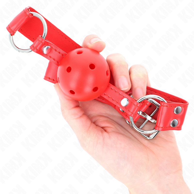 Kink Collar & Gag Kink - Complete Red Hollow Hard Ball Gag 62 X 2 Cm