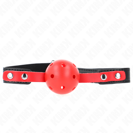Kink Collar & Gag Kink - Red Hollow Hard Ball 4 Cm Gag Black Strap 60 X 2 Cm Adjustable 37-52 Cm