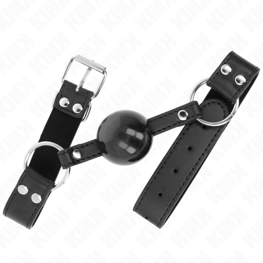 Kink Collar & Gag Kink - Soft And Solid Ball 4 Cm Gag With Leatherette Strap 62 X 2.5 Cm Adjustable 42-58 Cm