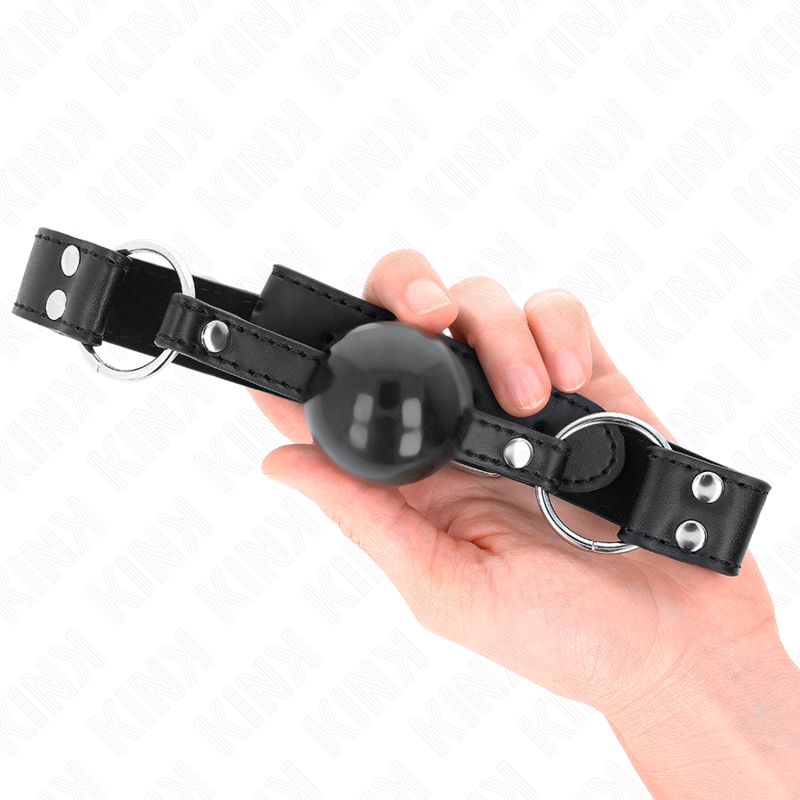 Kink Collar & Gag Kink - Soft And Solid Ball 4 Cm Gag With Leatherette Strap 62 X 2.5 Cm Adjustable 42-58 Cm