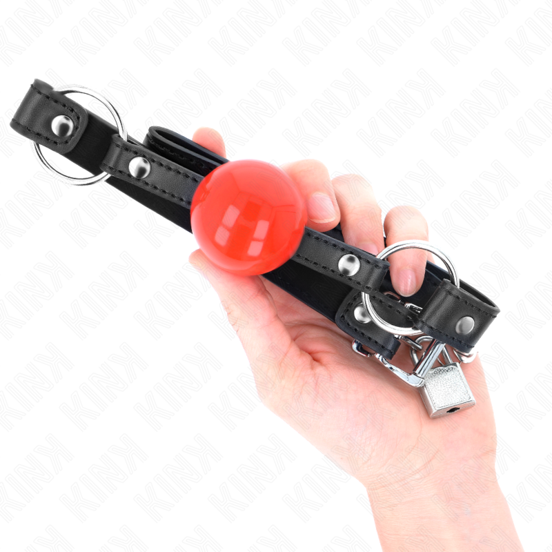 Kink Collar & Gag Kink - Ball 4 Cm Gag With Lock Red Ball Black Strap 60 X 2 Cm