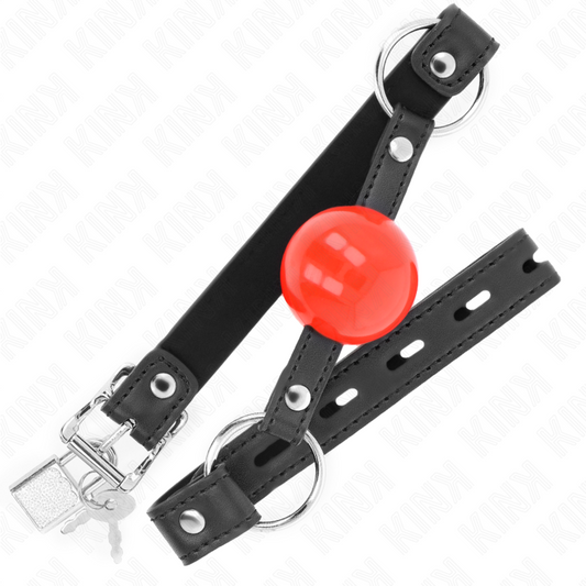Kink Collar & Gag Kink - Ball 4 Cm Gag With Lock Red Ball Black Strap 60 X 2 Cm