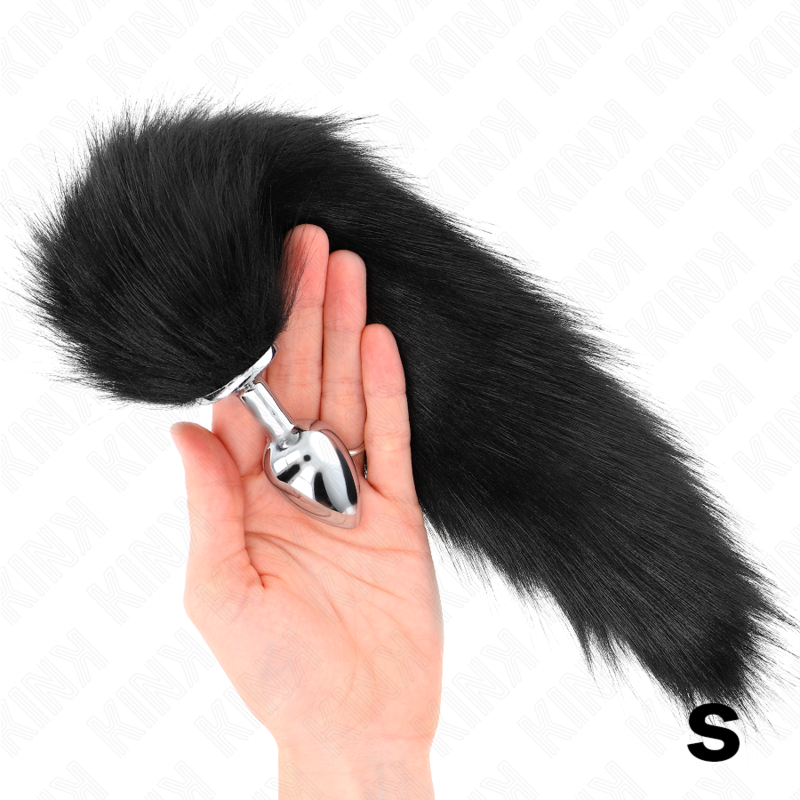 Kink Pleasure Plugs Kink - Anal Plug Size S 7 X 3 Cm With Synthetic Tail 40 Cm Black