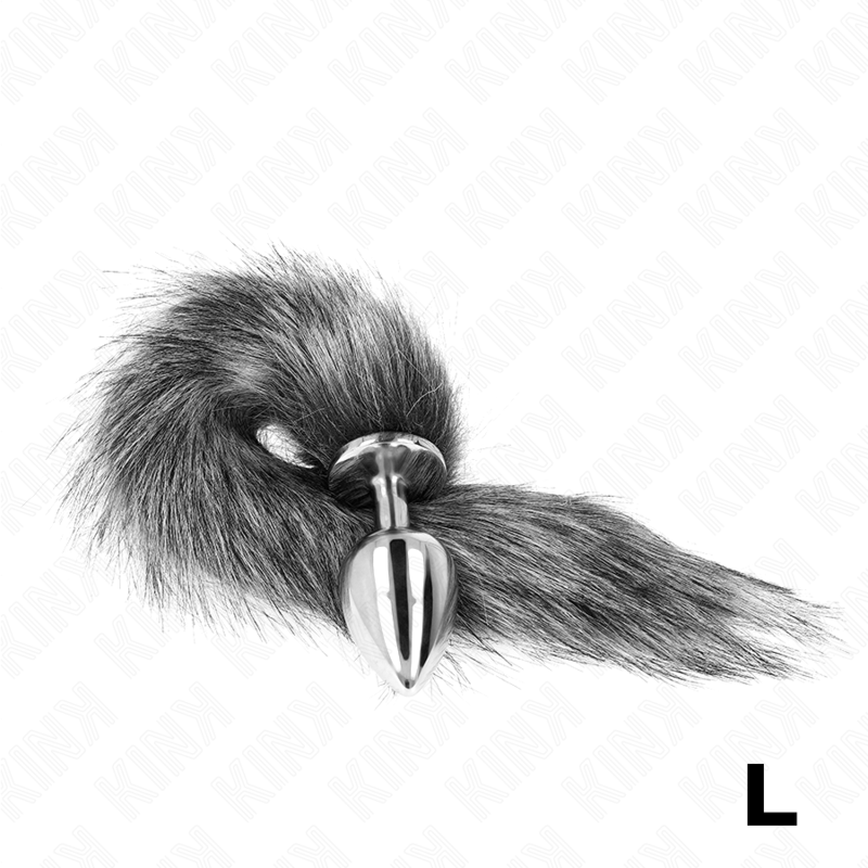 Kink Pleasure Plugs Kink - Anal Plug Size L 10 X 4 Cm With Synthetic Tail 40 Cm Grey