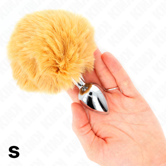 Kink Pleasure Plugs Kink - Stainless Steel Plug 7 X 3 Cm With Beige Faux Fur Rabbit Tail 8 Cm