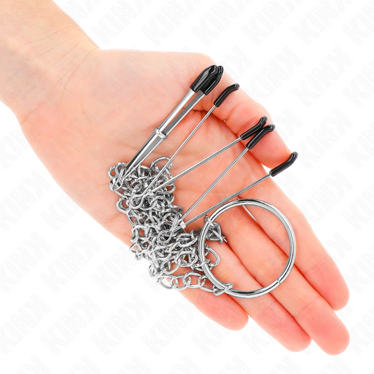 Kink Nipple Grip Kink - Triple Nipple And Clit Clamps With Chain Model 1