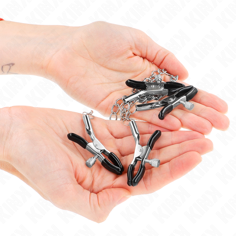 Kink Nipple Grip Kink - 4 Nipple And Clit Clamps Adjustable Silver