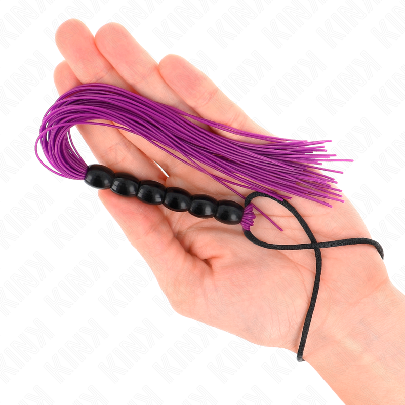 Kink Impact & Touch Kink - Mini Silicone Whip With 6 Purple Beads 26 Cm