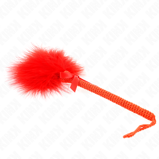 Kink Impact & Touch Kink - Nylon Rope Wand With Tickle Feathers And Red Bow 25 Cm