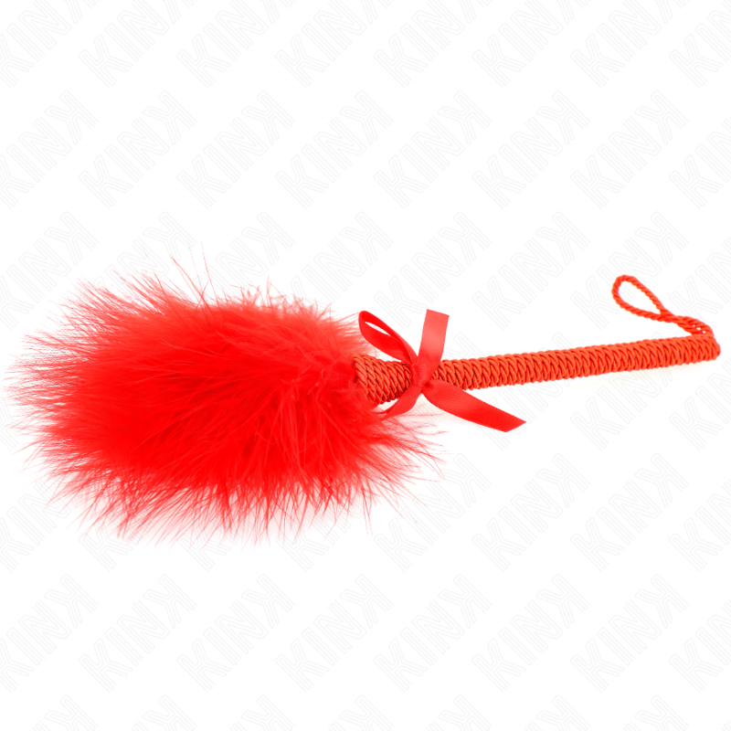 Kink Impact & Touch Kink - Nylon Rope Wand With Tickle Feathers And Red Bow 25 Cm