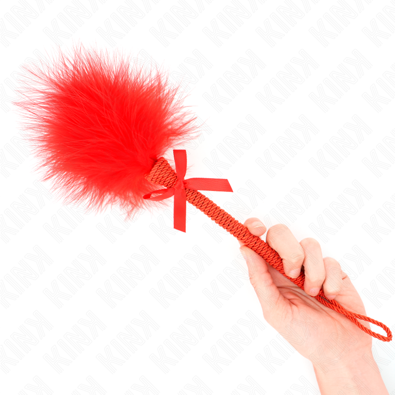 Kink Impact & Touch Kink - Nylon Rope Wand With Tickle Feathers And Red Bow 25 Cm