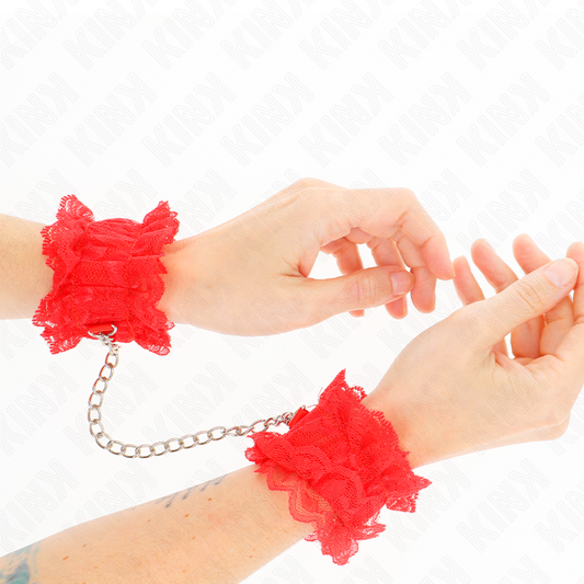Kink Wrist Restraint Kink - Lace Elastic Wrist Restraints Red