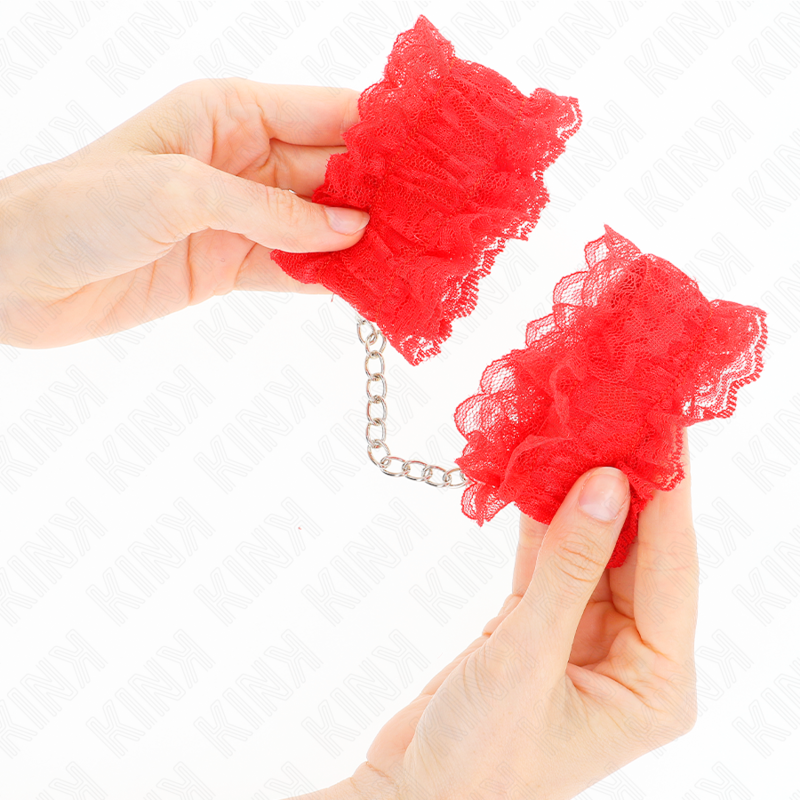 Kink Wrist Restraint Kink - Lace Elastic Wrist Restraints Red
