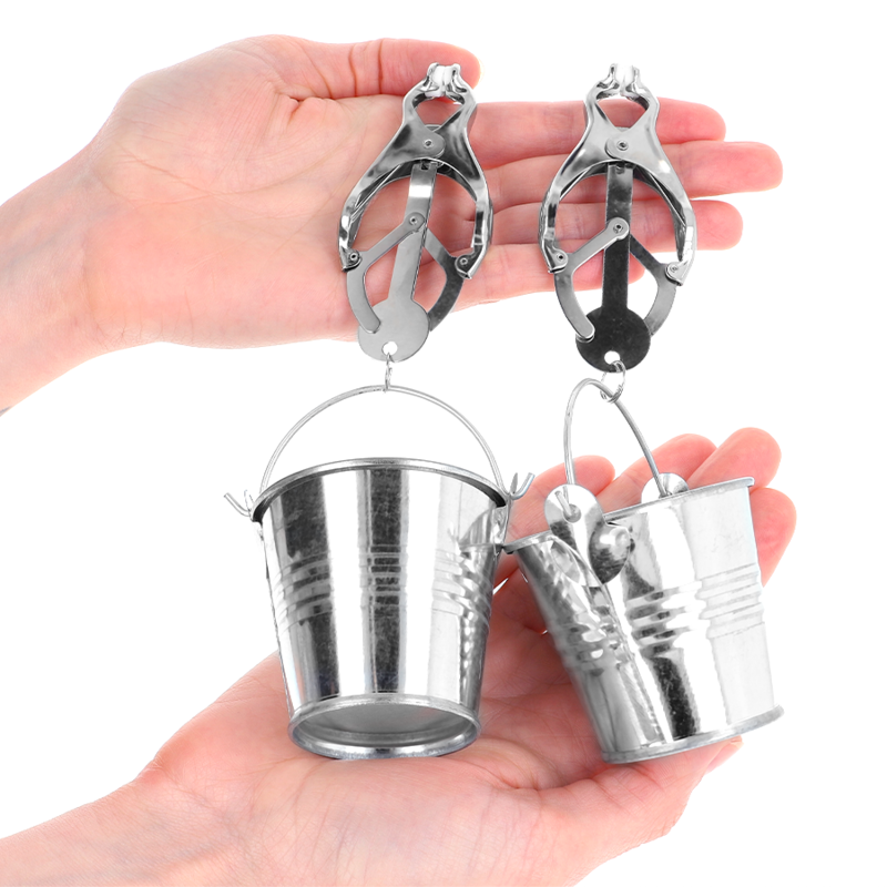 Kink Nipple Grip Kink - Japanese Clover Nipple Clamps With Buckets Silver