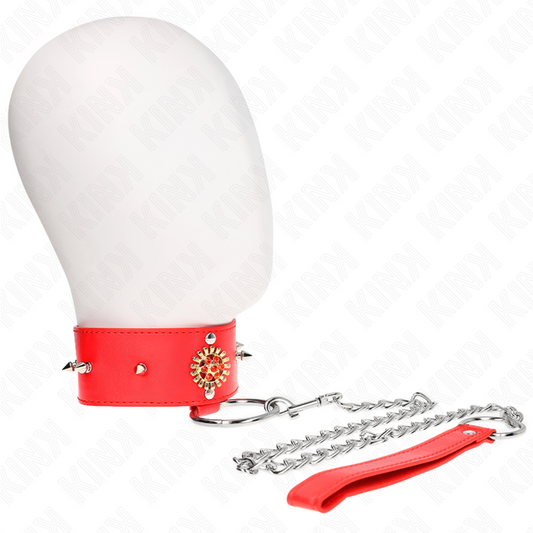 Kink Collar & Gag Kink - Red Diamond Necklace With Belt 65 Cm Ajdustable 35-51 Cm X 7 Cm