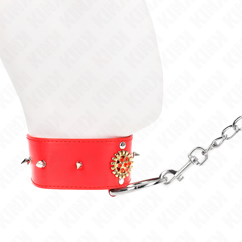 Kink Collar & Gag Kink - Red Diamond Necklace With Belt 65 Cm Ajdustable 35-51 Cm X 7 Cm