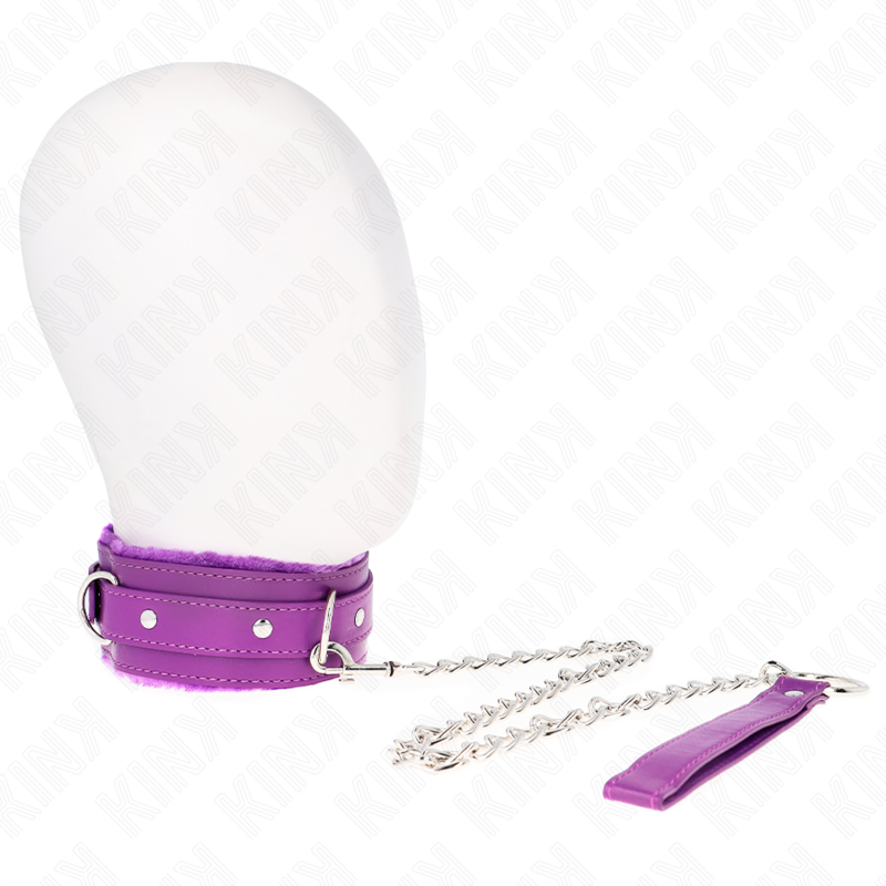 Kink Collar & Gag Kink - Collar With Leash 65 Cm With Restrictions Purple 36-42 Cm X 5.5 Cm
