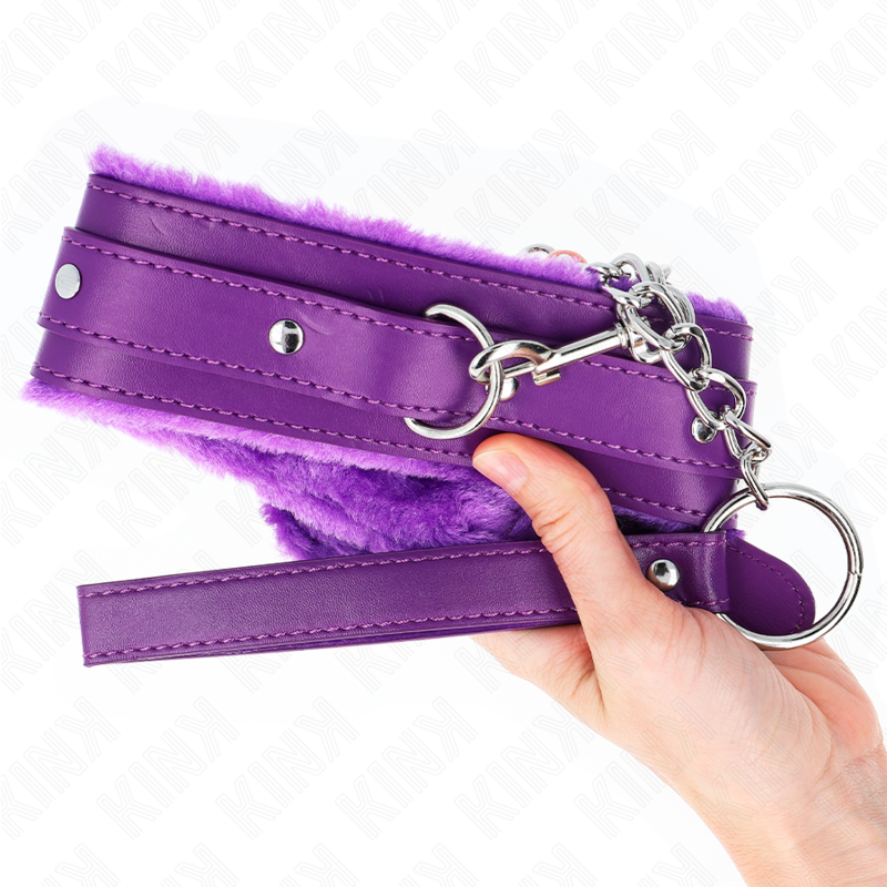 Kink Collar & Gag Kink - Collar With Leash 65 Cm With Restrictions Purple 36-42 Cm X 5.5 Cm