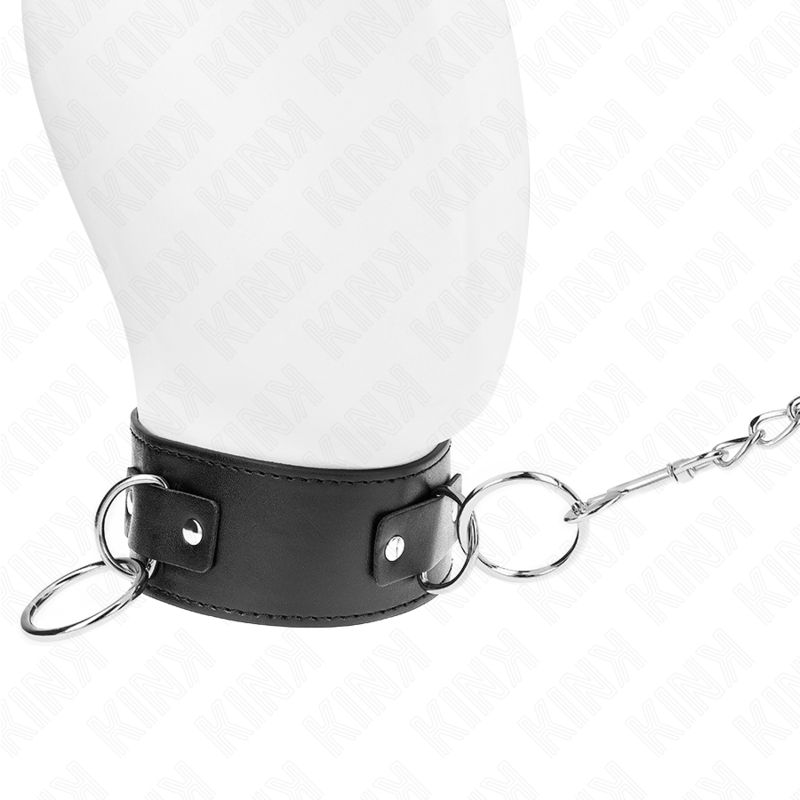 Kink Collar & Gag Kink - Necklace With Leash 65 Cm 3 Ring Model 2 Adjustable 36-43 Cm X 5 Cm