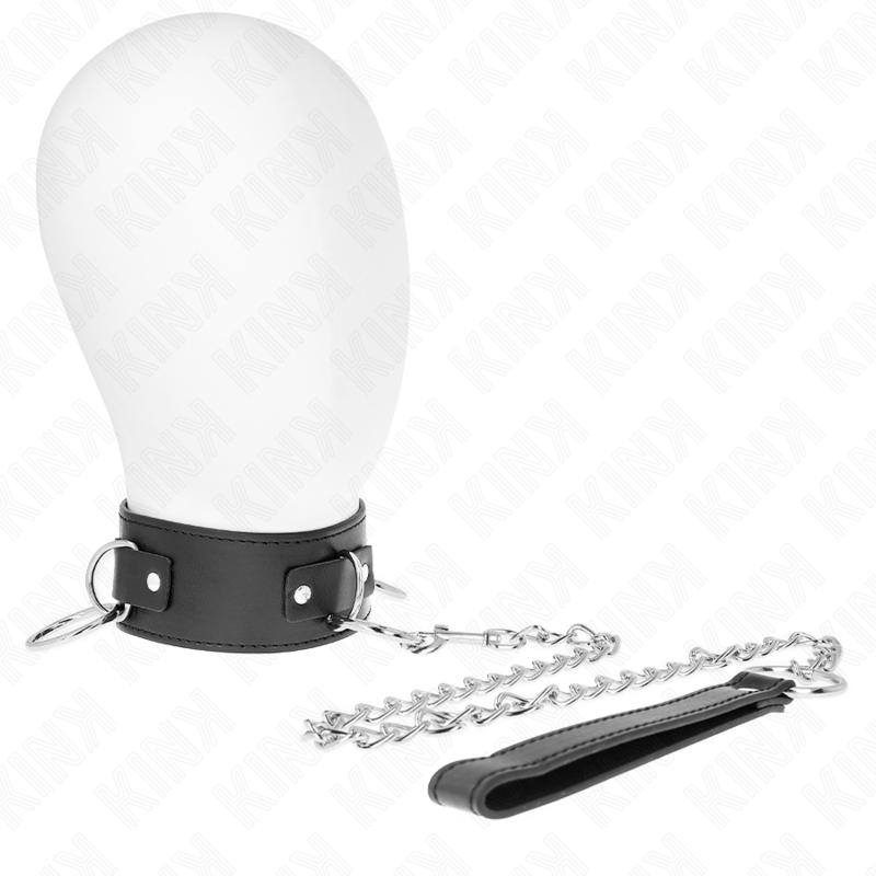 Kink Collar & Gag Kink - Necklace With Leash 65 Cm 3 Ring Model 2 Adjustable 36-43 Cm X 5 Cm