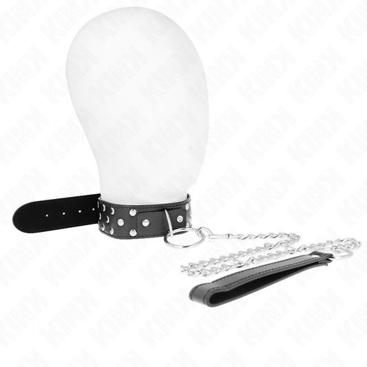 Kink Collar & Gag Kink - Ring Rivet Strap Necklace With Belt 65 Cm Black Adjustable 36-50 Cm X 3.8 Cm