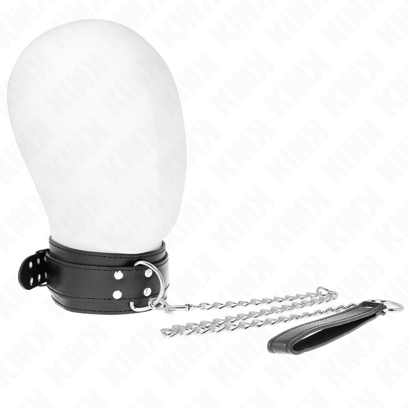 Kink Collar & Gag Kink - Necklace With Strap 65 Cm Silver Buckles Adjustable 33-46 Cm X 5.5 Cm
