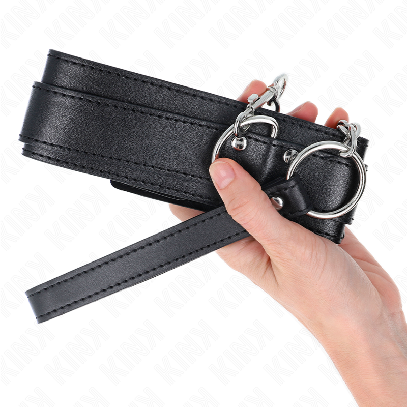 Kink Collar & Gag Kink - Necklace With Strap 65 Cm Silver Buckles Adjustable 33-46 Cm X 5.5 Cm